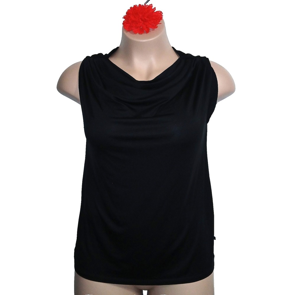 Ted Baker Women Tank Top 3 Black Cowl Neck Minimalist Solid Classic Layering